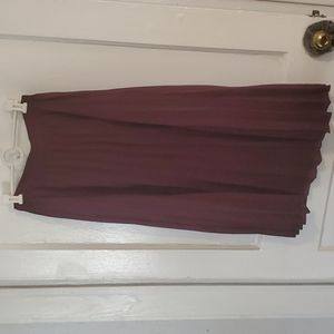 plum pleated midi skirt
